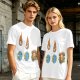 Olive Graphic Tee With Falling Cat Comets And Earth Artwork