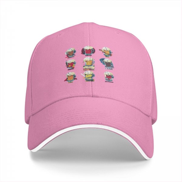 Black Baseball Cap With Fantasy Beer Mug Character Prints