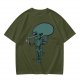 Olive T-Shirt With Alien Eating Ice Cream Graphic