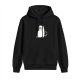 Black Hoodie With White Cat Holding Banana Graphic Print