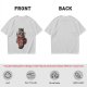 Olive t-shirt with a cartoon cat and coffee cup graphic