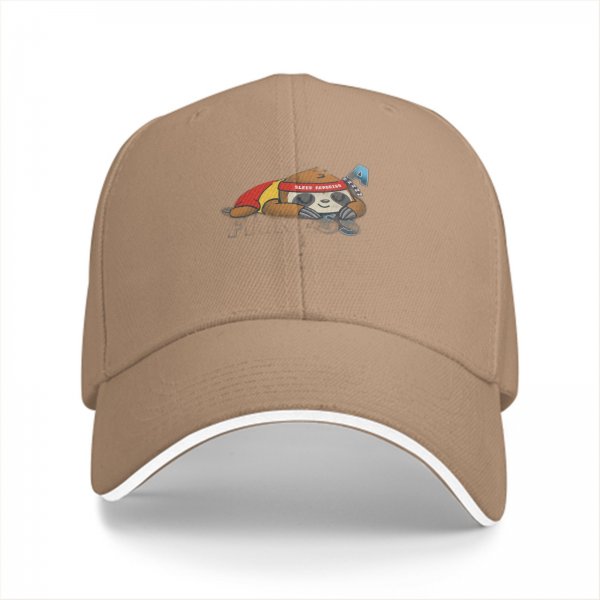 Black Baseball Cap with Sleeping Sloth Workout Graphic