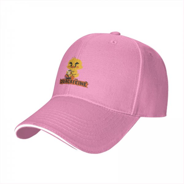 Black Baseball Cap With Cute Duck Holding Coffee Quackfeine Print