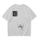 Olive green graphic t-shirt with cute eye design and Japanese text print