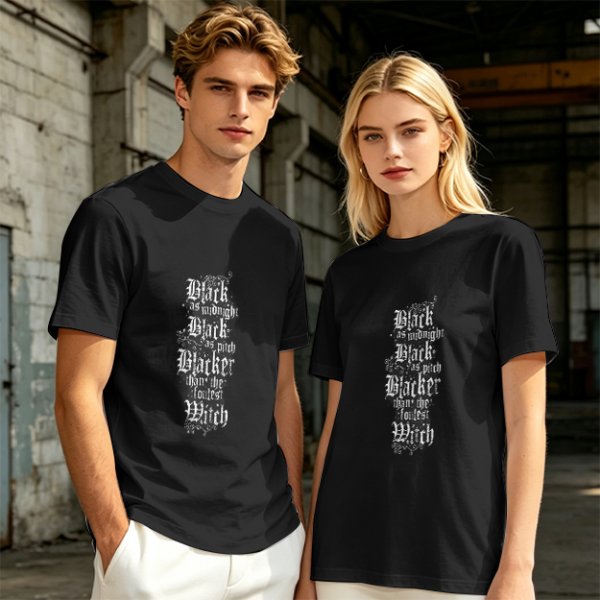Olive Green T-Shirt with Gothic Witch Themed Text Print