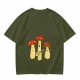 Olive T-Shirt with Singing Mushroom Band Graphic