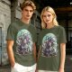 Olive T-Shirt With Magical Creature Group Art Print