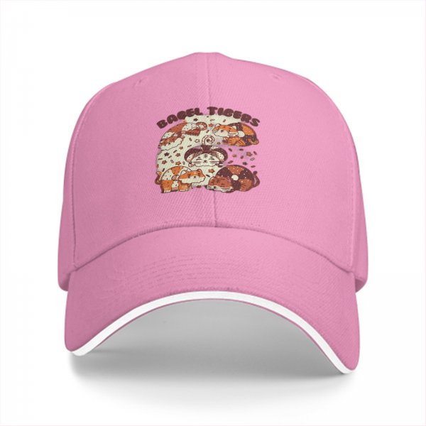 Black Baseball Cap With Cute Bagel Themed Hamster Art