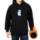 Black Hoodie With Cute Shy Ghost Graphic Print