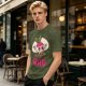 Olive T-Shirt With Rad Skating Radish Cartoon Graphic