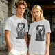 Olive t-shirt with dark anime winged warrior under full moon print