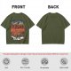 Olive T-shirt with Artistic Swirling Scene Print Featuring a Silhouetted Figure