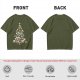 Olive T-Shirt With Cute Cat Christmas Tree Holiday Print