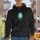 Black hoodie with Totoro nature landscape graphic print