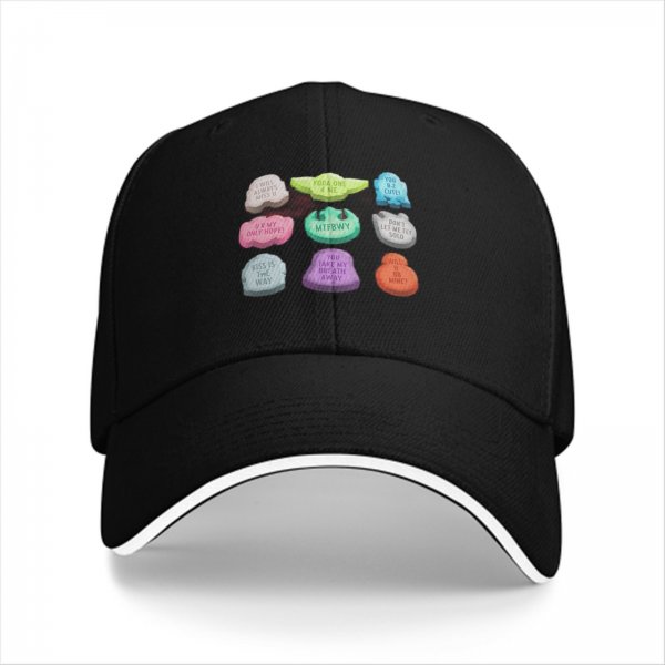 Black Baseball Cap With Star Wars Themed Conversation Hearts