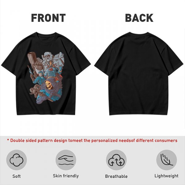 Olive T-shirt with 80s villain cartoon characters print