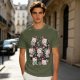 Olive Green T-Shirt With Cute Christmas Kittens And Holiday Gifts Print