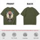 Olive Green T-Shirt With Fantasy Forest Spirit Graphic Print
