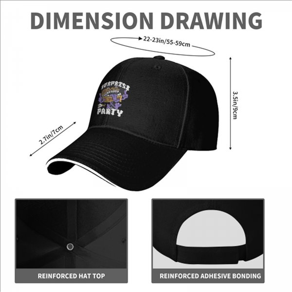 Surprise Party Monster Chest Graphic Black Baseball Cap