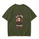 Olive t-shirt with grim reaper graphic and provocative text