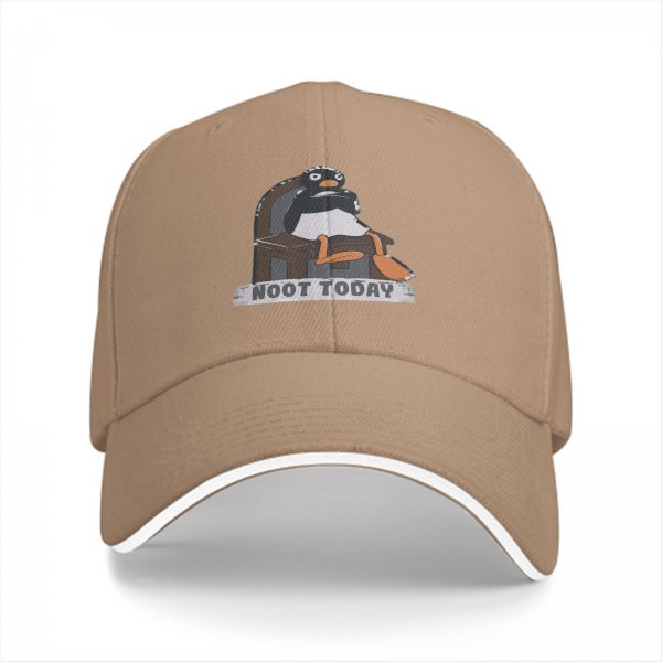 Black baseball cap with a penguin graphic that says Noot Today