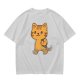 Olive T-Shirt With Cute Orange Tabby Cat Graphic