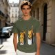 Olive T-shirt with cute sushi cat graphic print