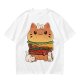 Olive T-Shirt With Cute Cat Burger And Kittens Print