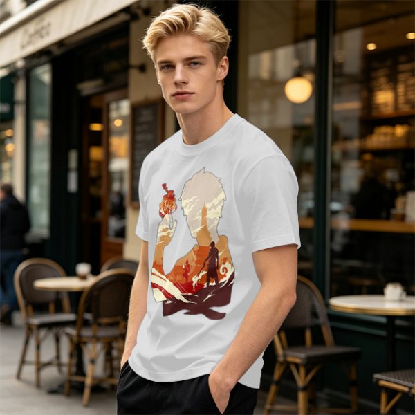 Anime Fire Bender Silhouette Graphic T-Shirt