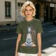 Olive T-Shirt With Meditating Llama Rainbow Graphic
