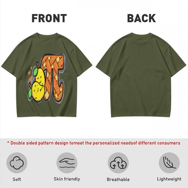 Olive green t-shirt with pear pi pie graphic design