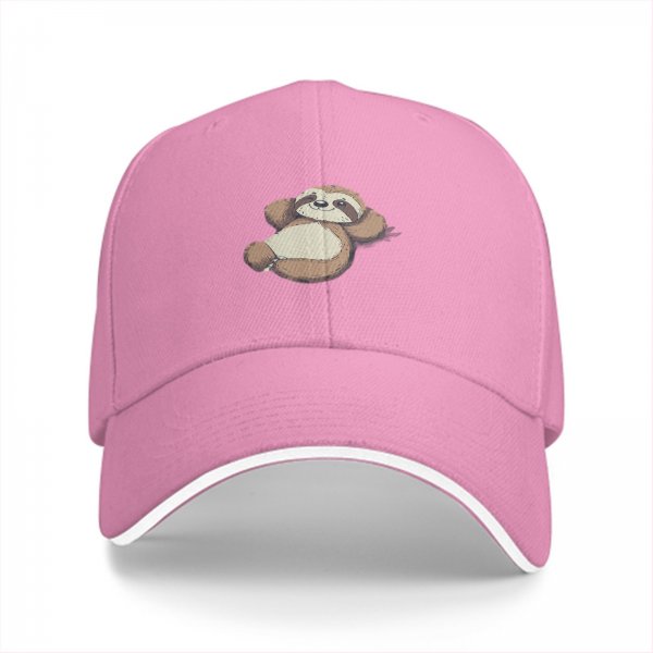 Black Baseball Cap With Cute Relaxed Sloth Graphic