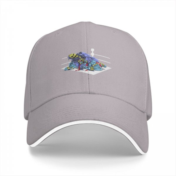 Black Baseball Cap With Wrestling Ring Graphic Print