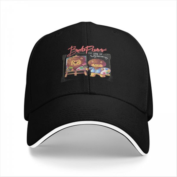 Black baseball cap with lion painter art print