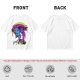 Olive t-shirt with neon vampire Dracula graphic and Japanese text