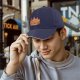 Black baseball cap with sleeping dragon and pizza food art print