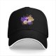 Black baseball cap with cute fantasy bird family illustration