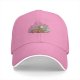 Black baseball cap with whimsical sleeping character and butterfly print
