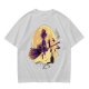 Olive t-shirt with witch flying on broom against full moon