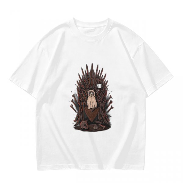 Olive T-shirt with Grumpy Cat on Iron Throne Saying No