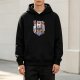 Black hoodie with Hollow Knight ramen themed graphic print