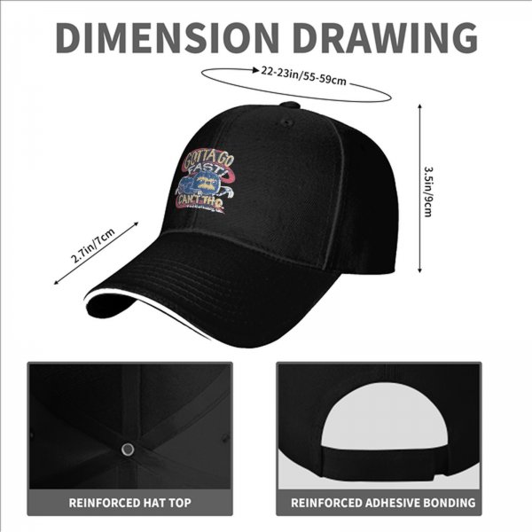 Black baseball cap with sloth 'gotta go fast can't tho' graphic