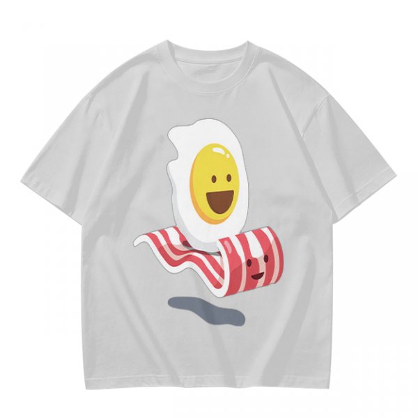 Olive T-Shirt With Happy Fried Egg And Bacon Graphic Print