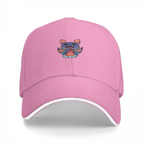Black Baseball Cap With Cute Vampire Bat Graphic Print