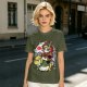 Olive T-shirt with Panda Warrior Riding Mythical Horse Graphic