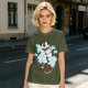 Olive Green T-Shirt With Sleeping Sky Bison On Clouds Print