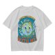 Olive t-shirt with cartoon earth 'friendly reminder' print