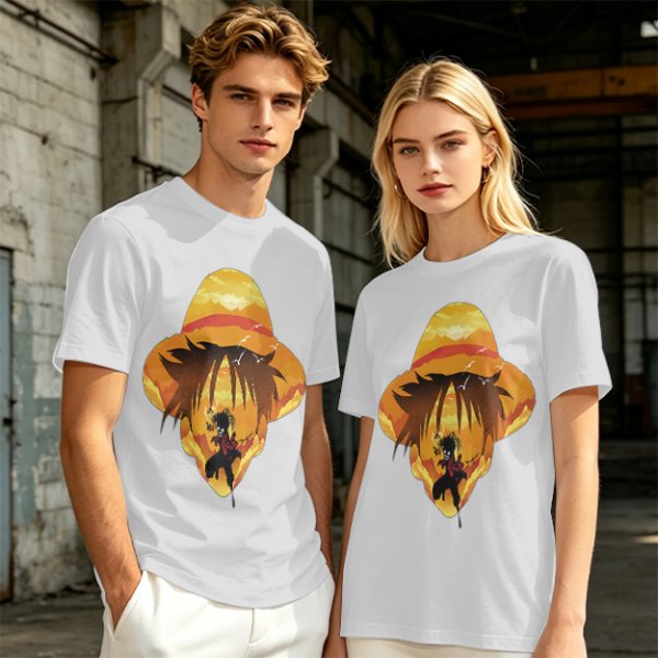 One Piece Luffy Straw Hat Sunset Graphic T-Shirt