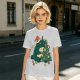 Olive Green T-Shirt With Christmas Totoro Decorating Tree Print