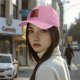 Black Baseball Cap With Vintage Wine Lady Graphic Print
